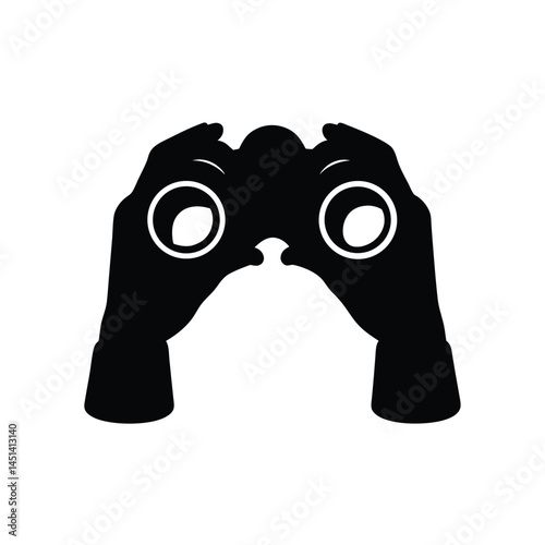 Black silhouette of binoculars, optical device for vision