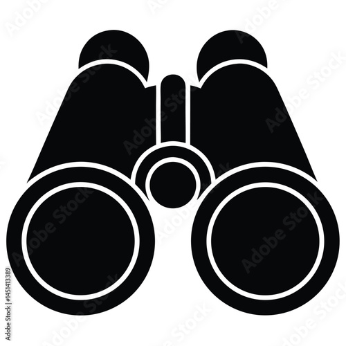 Black silhouette of binoculars, optical device for vision