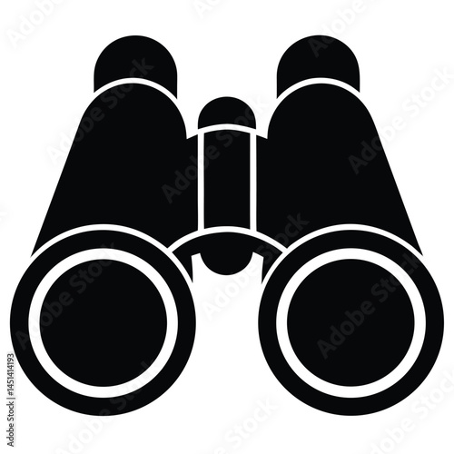 Black silhouette of binoculars, optical device for vision