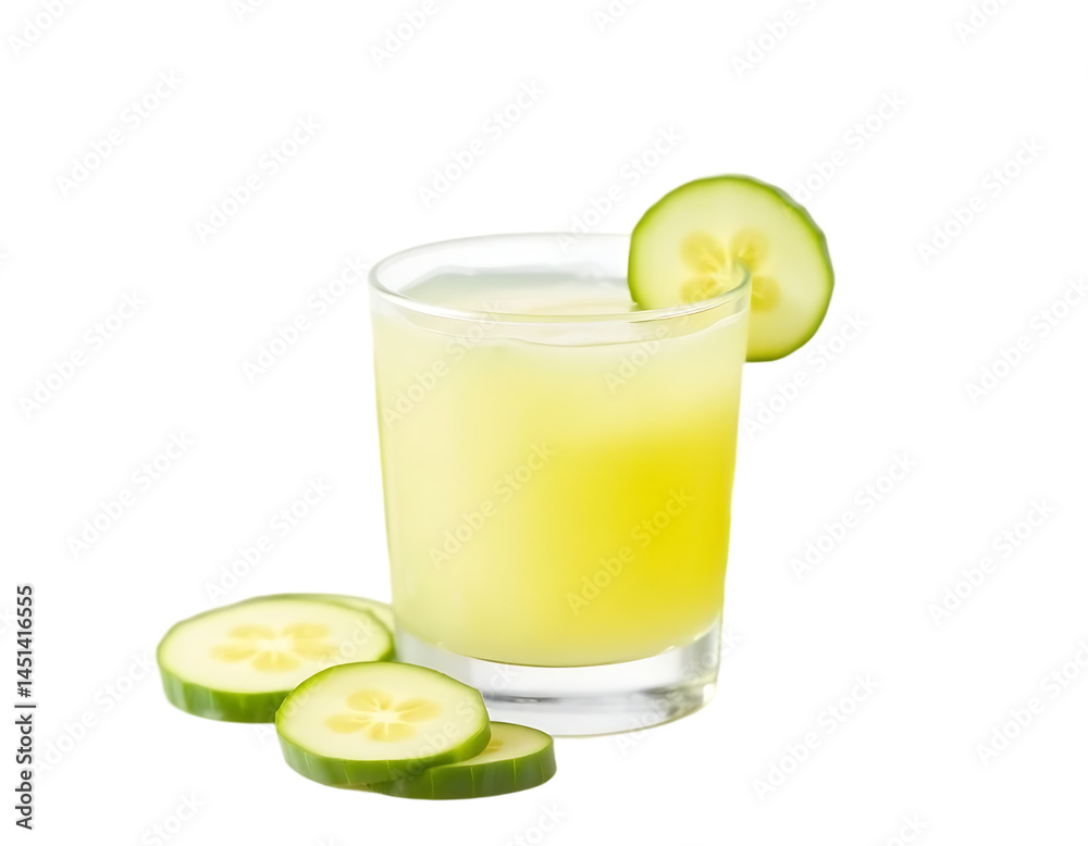 Refreshing Cucumber Juice in a Glass with Cucumber Slices