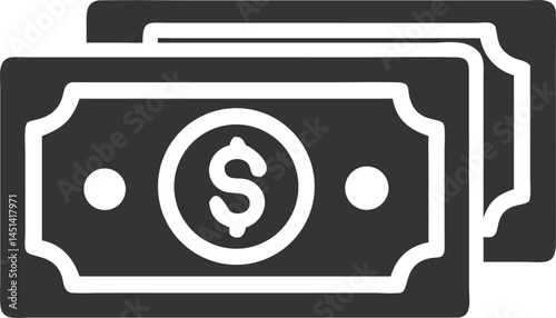 Two Paper Money Currency with Dollar Icon