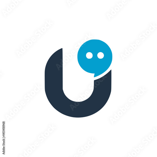 letter U chat message app logo vector illustration template design
