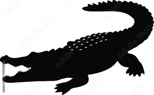 Crocodile silhouette vector, Crocodile icon, Alligator silhouette