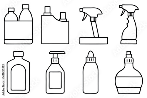 Cleaning Agents Kitchen Tools Line Art