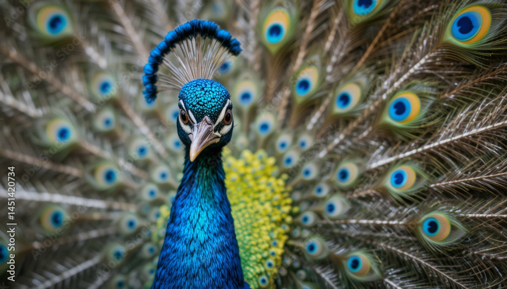 Fototapeta premium Majestic Peacock with Radiant Feather Display