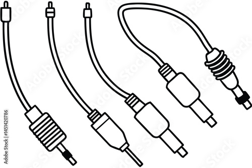 Coaxial Cables Design Line Art