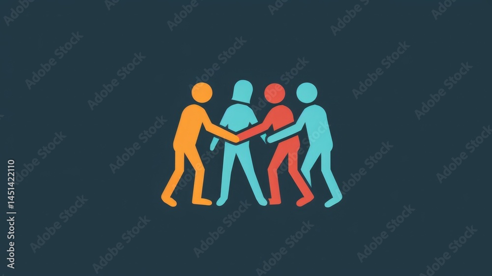 This illustration symbolizes friendship and support. It features colorful characters engaging in a helping handshake, reflecting teamwork and connection in a vibrant community setting. This illustration symbolizes friendship and support. It features colorful characters engaging in a helping handshake, reflecting teamwork and connection in a vibrant community setting.