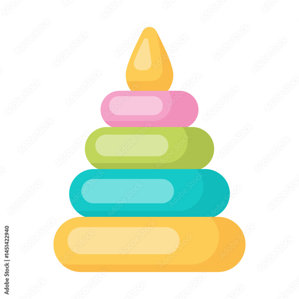 Cute cartoon toy, pyramid toy with colorful rings. Ideal for childrens designs, toys, or playful projects Cute cartoon toy, pyramid toy with colorful rings. Ideal for childrens designs, toys, or playful projects