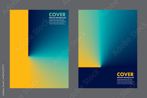 Modern vector background with vibrant yellow and green turquoise to dark blue gradient, creating a dramatic abstract light and shadow effect. For covers, posters and digital designs.