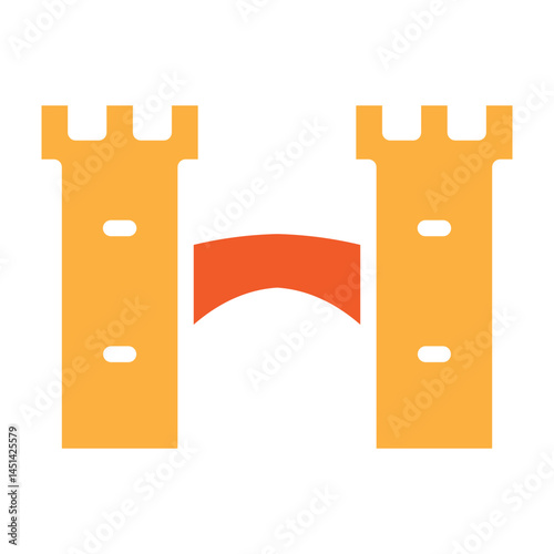 Castle Moat Vector Glyph Two Colors Icon Design
