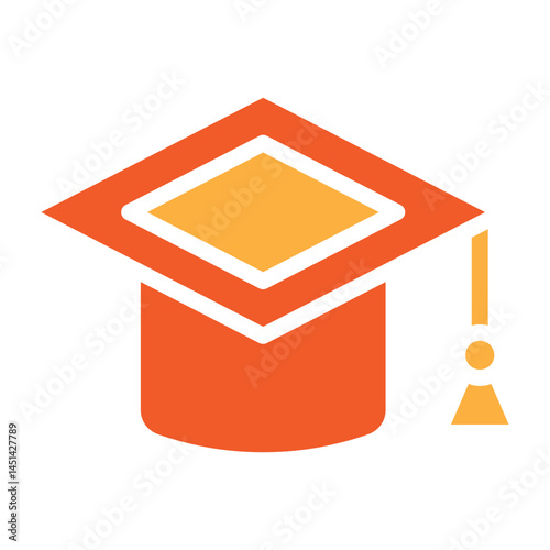 Graduation Cap Vector Glyph Two Colors Icon Design