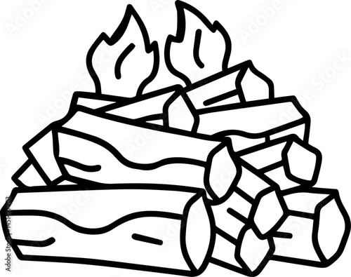 woodpile outline vector illustration, line art