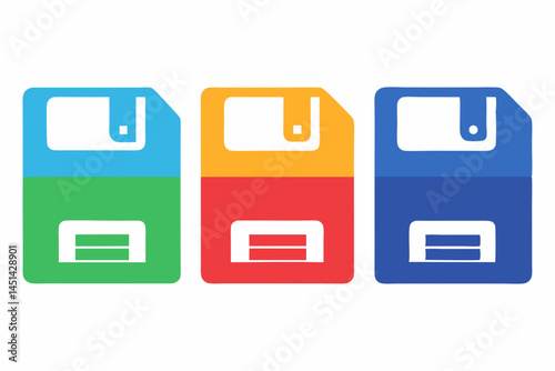 set of Floppy Disk icon silhouette vector illustration
