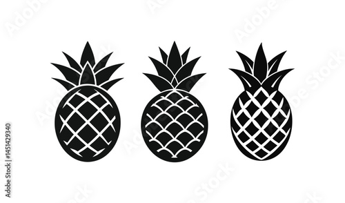 pineapple fruit vector illustration set