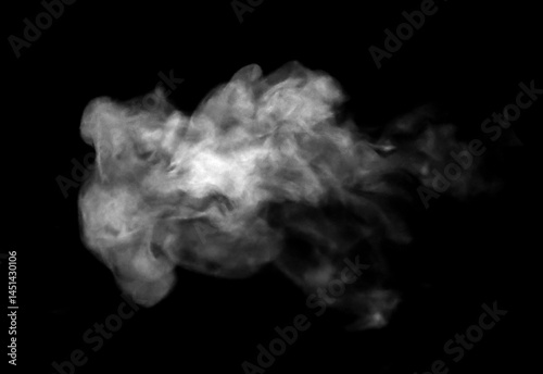Close-up photo set of abstract white smoke or vapor floating on black background. Fog and clouds effect for design. Smog elements.	
