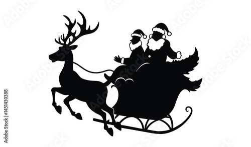 Santa's sleigh silhouette set