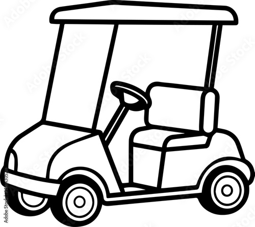 golf cart outline vector illustration, line art