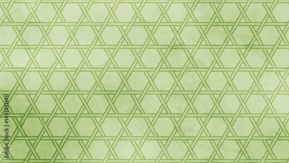 Fototapeta premium 和の背景 緑色の籠目文様パターン