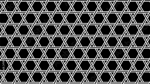 和の背景　モノクロの籠目文様パターン