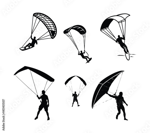 Paragliding Silhouette Clipart.