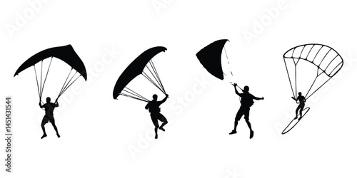 Paragliding Silhouette Clipart.