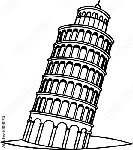 leaning tower silhouette vector illustration