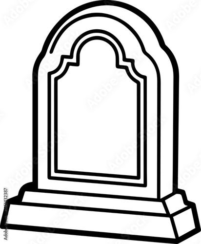 headstone outline vector illustration, line art