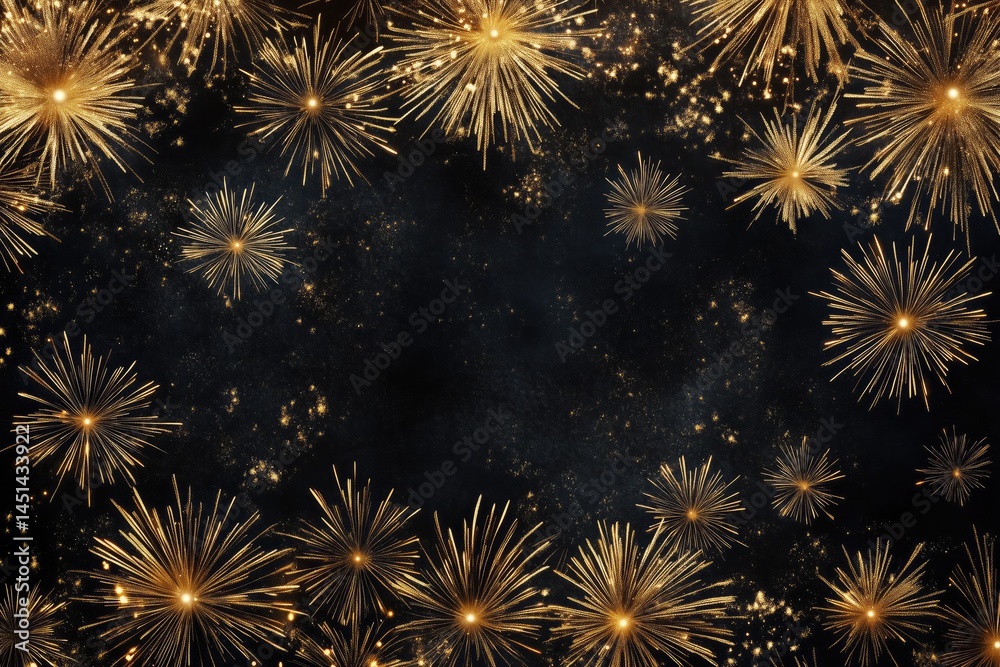 Fototapeta premium Golden fireworks display in night sky celebrating festive occasion