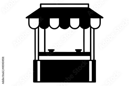 Small Business Storefront Kiosk silhouette vector illustration