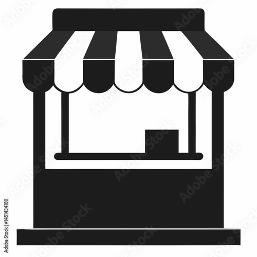 Small Business Storefront Kiosk icon silhouette vector illustration