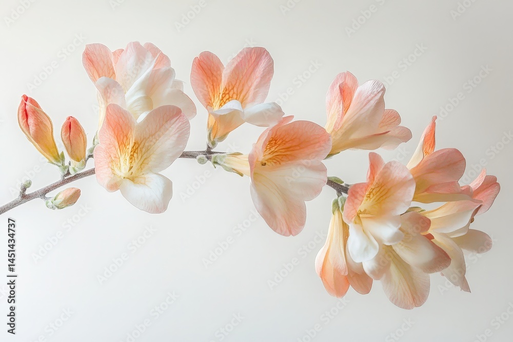 Delicate peach and cream azalea blossoms on a stem. Delicate peach and cream azalea blossoms on a stem.