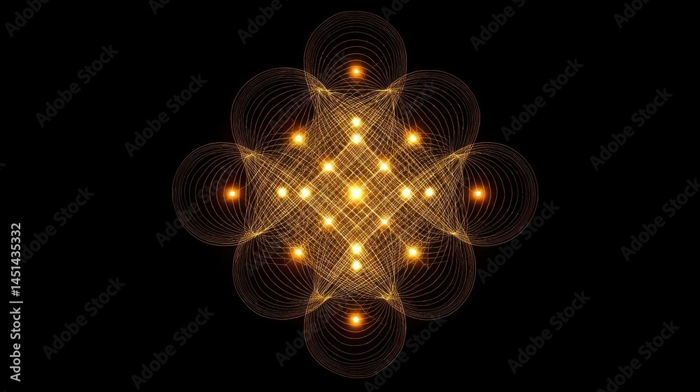 Naklejka premium Glowing Grids Created by Geometric Digital Patterns with Symmetrical Perfection Transparent Background