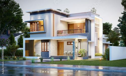 3d illustration of a newly built luxury home
