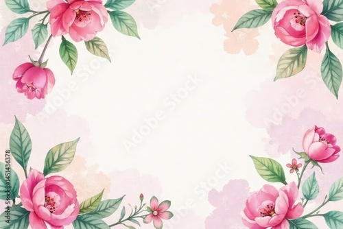 Delicate watercolor floral pattern, pastel hues, painted, botanical, airy