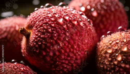Lychee Fruit Close-Up with Water Droplets