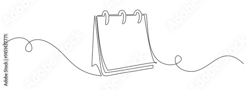 calendar in one continuous line art vector illustration. Calendarr Doodle contour vector illustration