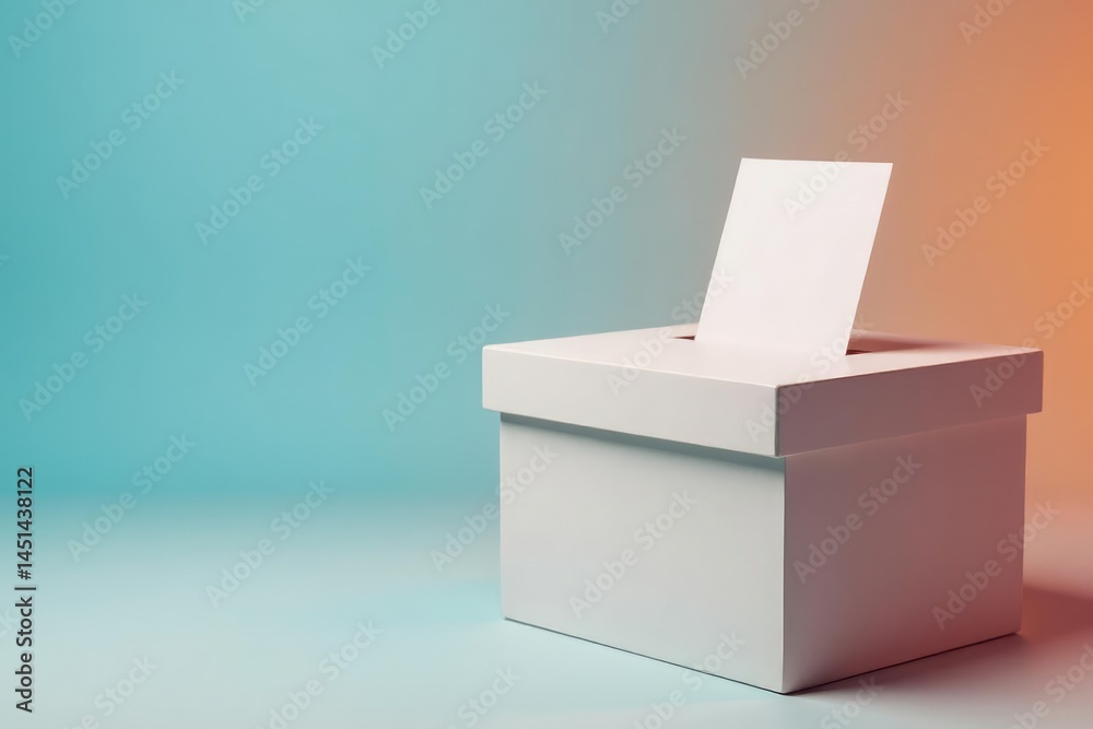 Isolated ballot box with marked ballot inside , official, procedure, data Isolated ballot box with marked ballot inside , official, procedure, data