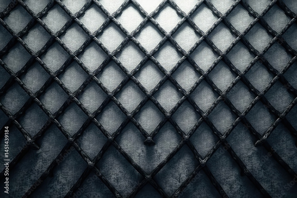 Fototapeta premium Symmetrical lattice grid, monochrome grayscale gradient, background, shape, modern