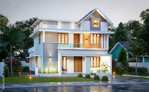 3d illustration of a newly built luxury home
