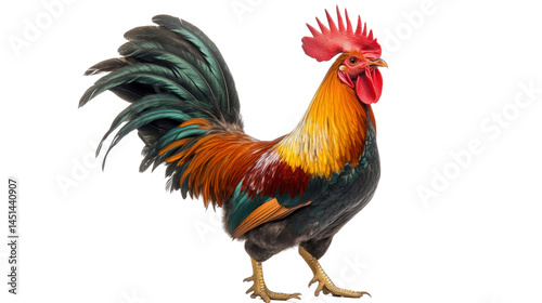 Wallpaper Mural A proud rooster crowing at sunrise, its colorful feathers standing out, Transparent background, PNG file Torontodigital.ca