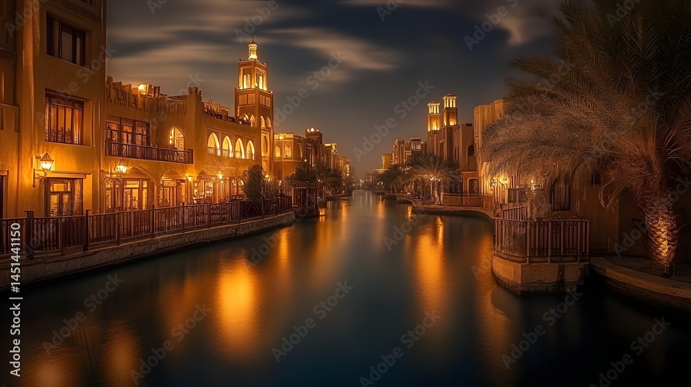 Obraz premium Madinat Jumeirah canals and Arabian-style buildings