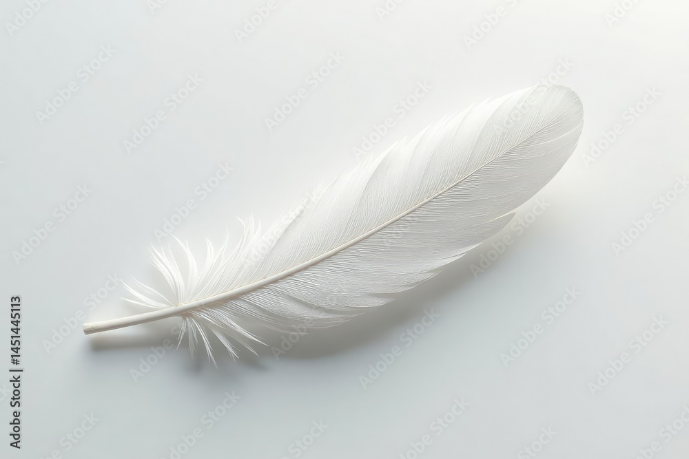 Crisp white feathers on pristine white, soft light, closeup, natural, animal Crisp white feathers on pristine white, soft light, closeup, natural, animal