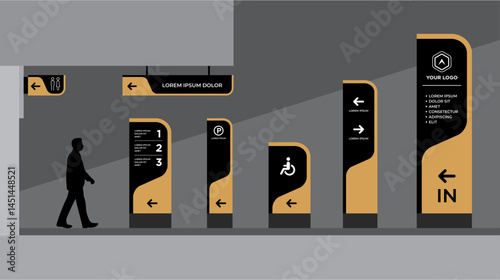 Exterior and interior signage template set corporate identity
