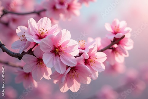 Delicate pink sakura blossoms, soft petals, gentle branches , flower pattern, flora, bloom pattern