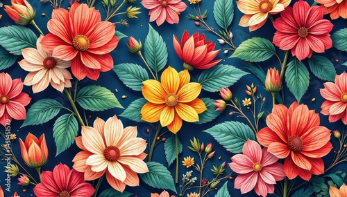 Intricate floral design, repeating seamlessly , nature, aesthetic, texture