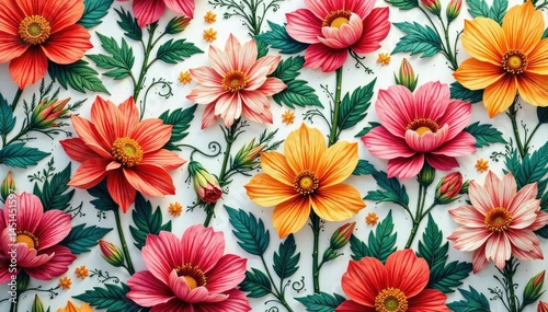 Intricate floral design, repeating seamlessly , repeating pattern, seamless floral texture