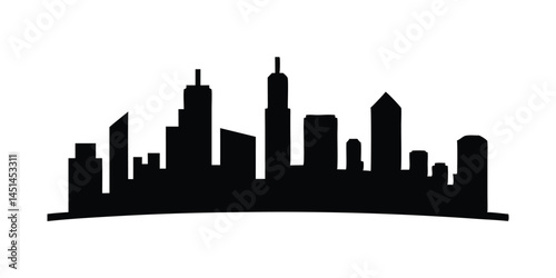 Black and white city skyline silhouette with modern urban buildings