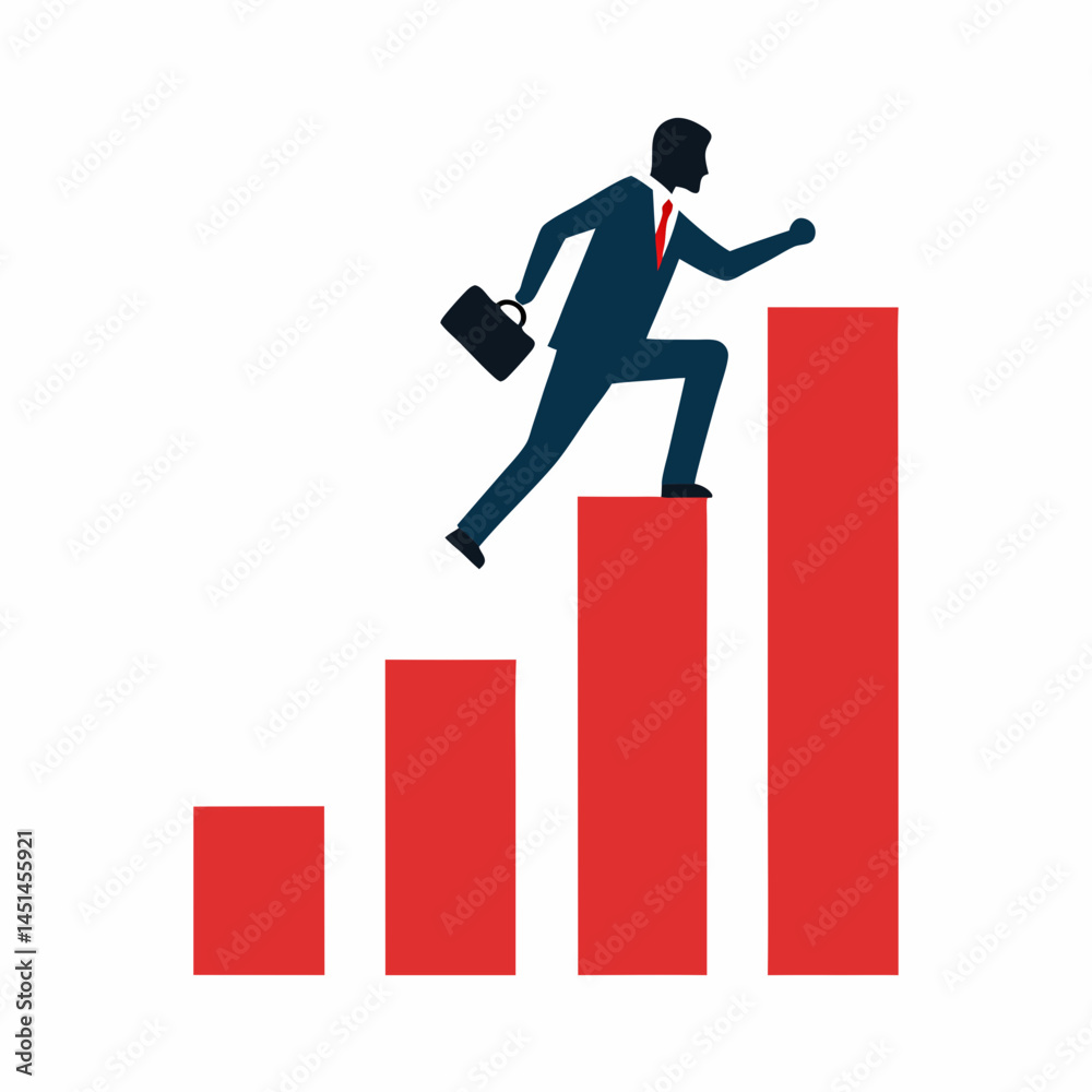Businessman Climbing Bar Graph silhouette vector illustration Businessman Climbing Bar Graph silhouette vector illustration