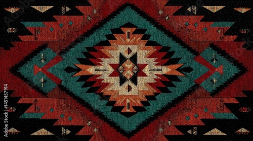 Obraz na płótnie Colorful tribal pattern with intricate geometric design. w salonie
