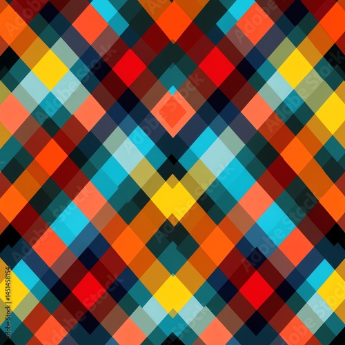 Obraz na płótnie Colorful geometric pattern with diamonds and squares, vibrant and modern design. w salonie